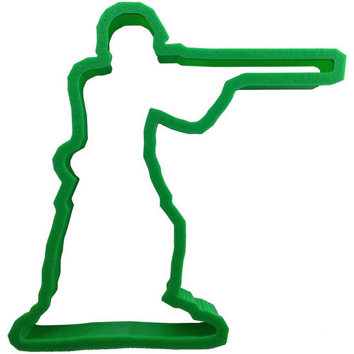 green army man cookie cutter, toy soldier cookie cutter, patriotic baking tool, military cookie cutter