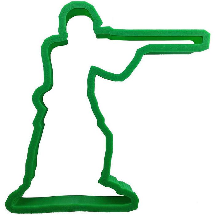 green army man cookie cutter, toy soldier cookie cutter, patriotic baking tool, military cookie cutter