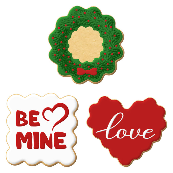 Mini Fluted Heart Round Square Cookie Cutter 3 Pc Set HS0468