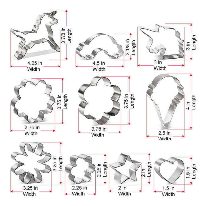 Unicorn Birthday Baby Shower Summer Cookie Cutter 10 Piece Set HS0456
