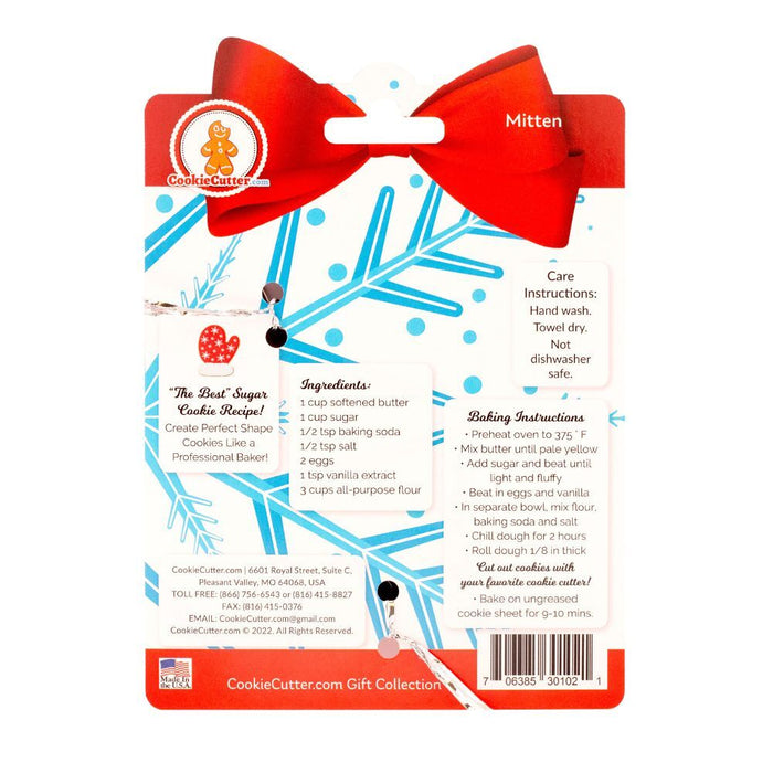 Mitten Nested Cookie Cutter Set 3 Pc GC0102 with a Hang Tag Cookie Recipe Card