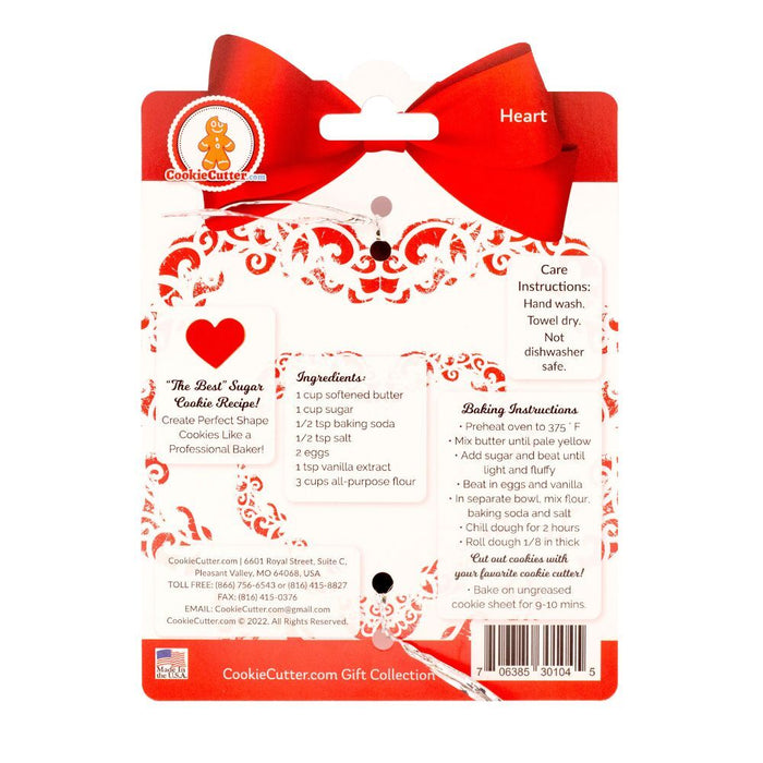 Hearts Nested Cookie Cutter Set 3 Pc GC0104 with a Hang Tag Cookie Recipe Card
