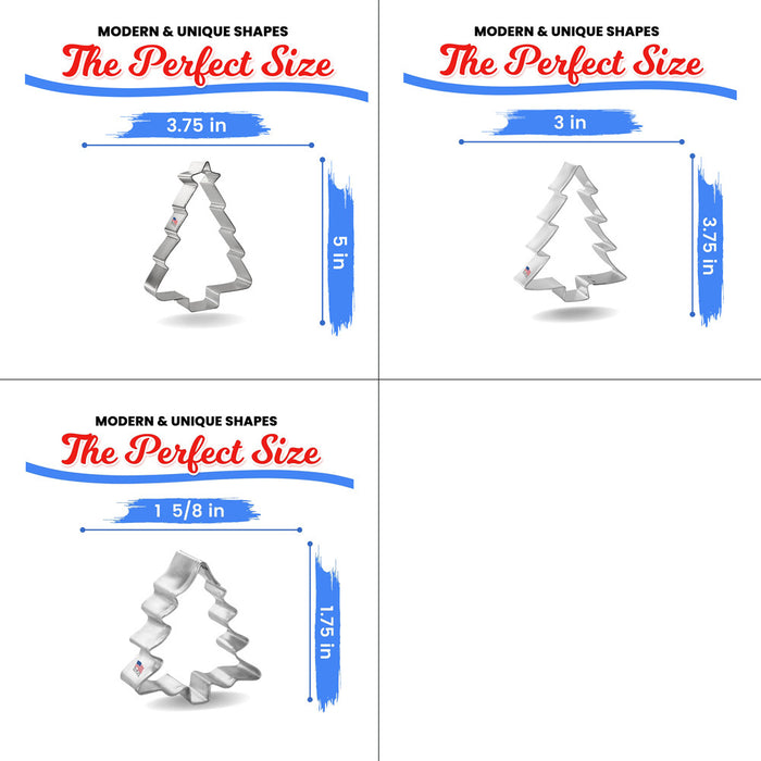 Christmas Tree Nested Cookie Cutter Set 3 Pc GC0101 with a Hang Tag Cookie Recipe Card