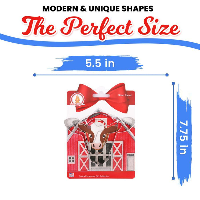 Steer Head Nested Cookie Cutter Set 3 Pc GC0109 with a Hang Tag Cookie Recipe Card