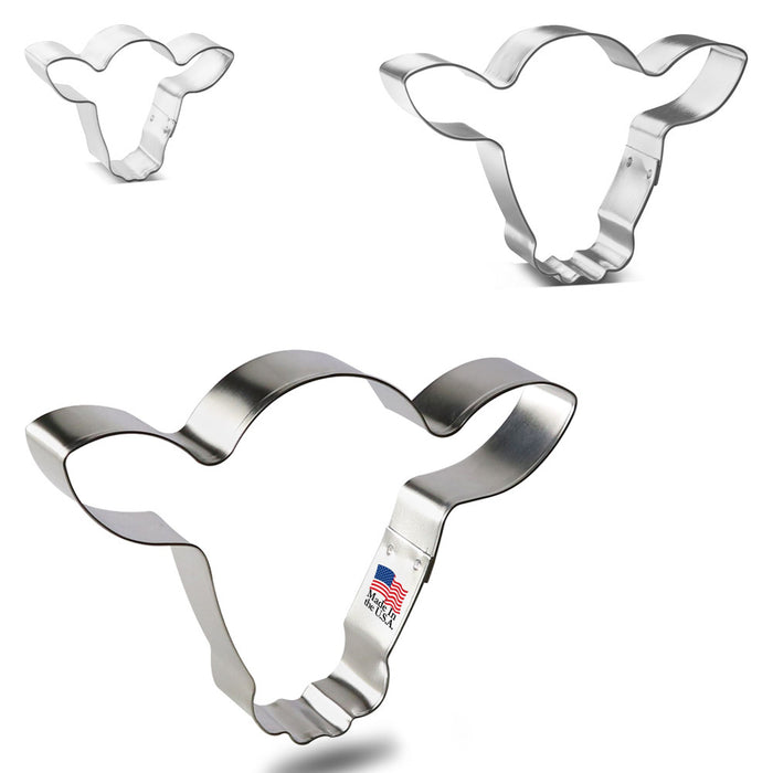 Steer Head Nested Cookie Cutter Set 3 Pc GC0109 with a Hang Tag Cookie Recipe Card
