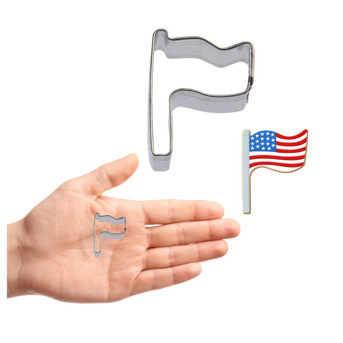mini flag cookie cutter, patriotic baking tool