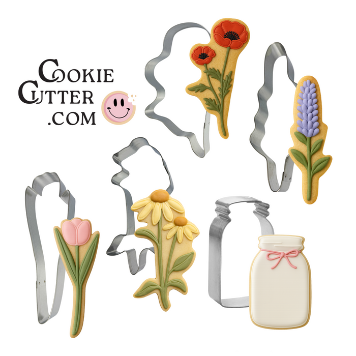 Long Stem Wild Flower Cookie Cutter 5 Pc Set HS0580