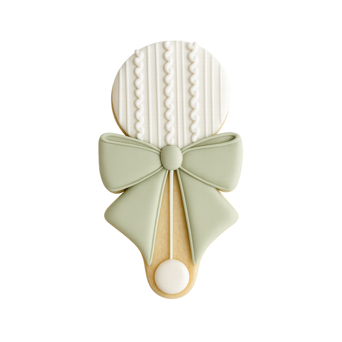 Baby Rattle with Bow Cookie Cutter 4 in B1791