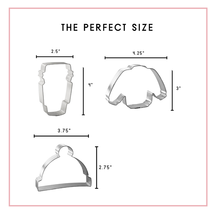 Winter Sweater Latte Cap Cookie Cutter 3 Pc Set HS0461