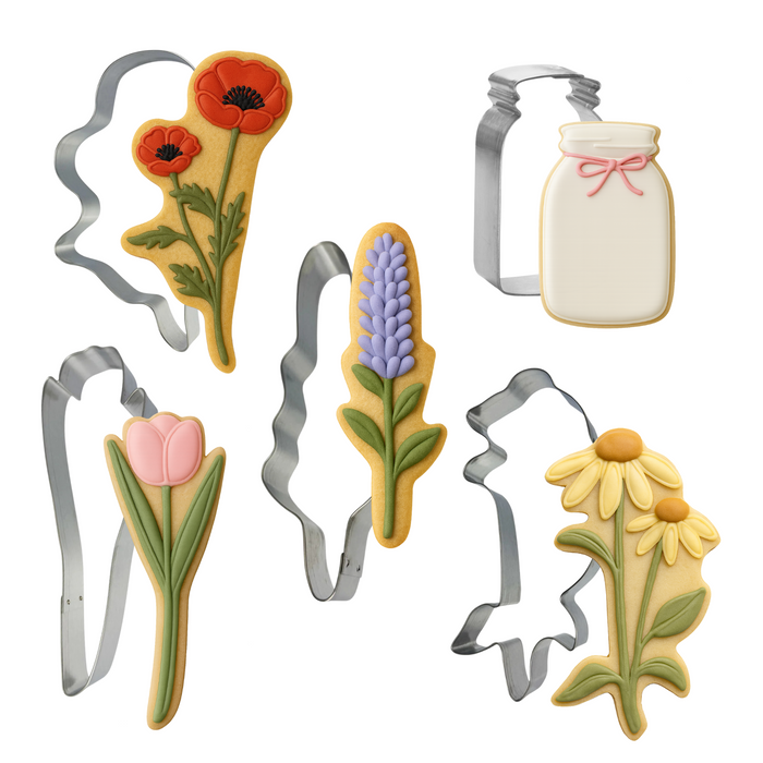 Long Stem Wild Flower Cookie Cutter 5 Pc Set HS0580