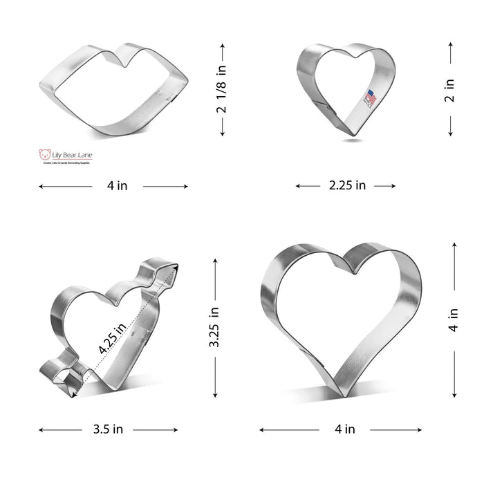 Kiss From The Heart Cookie Cutters 4 Pc Set HS0470