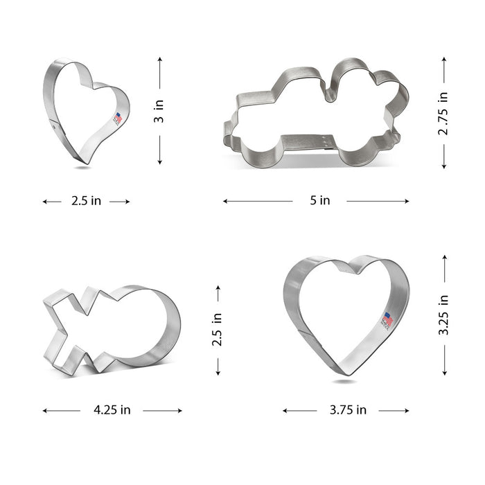 Hearts Truck XO Cookie Cutters 4 Pc Set HS0471