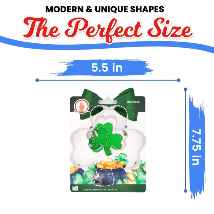 Shamrock Nested Cookie Cutter Set 3 Pc GC0105 with a Hang Tag Cookie Recipe Card