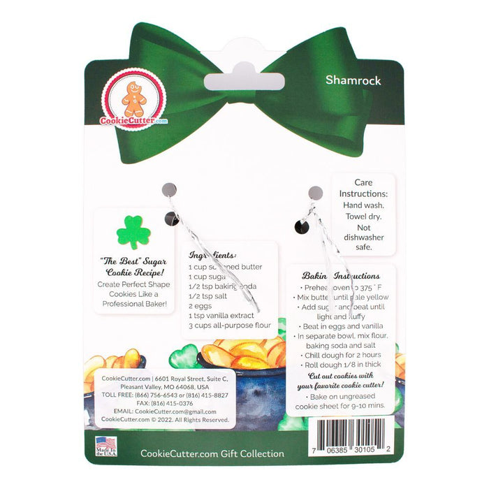 Shamrock Nested Cookie Cutter Set 3 Pc GC0105 with a Hang Tag Cookie Recipe Card