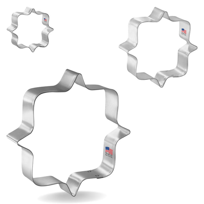 Square Plaque Nested Cookie Cutter Set 3 Pc GC0108 with a Hang Tag Cookie Recipe Card