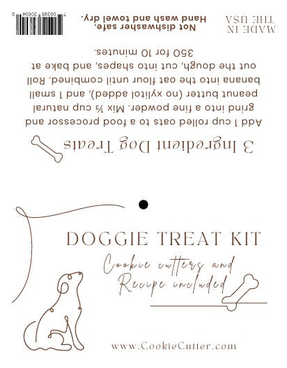 Dog Treat Kit – 4-Piece Bone & Paw Print Cookie Cutter Set – DIY Homemade Dog Treats with Recipe – Fun Baking Gift for Dog Owners DT604