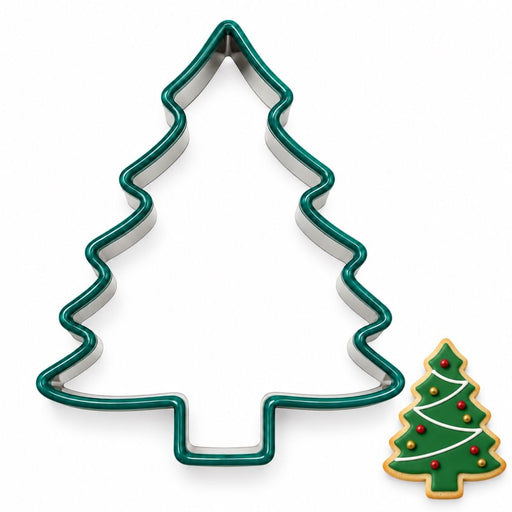 Christmas Tree Cookie Cutter, 3.5 Inch Soft-Grip Metal Baking Cutter with PVC Comfort Edge