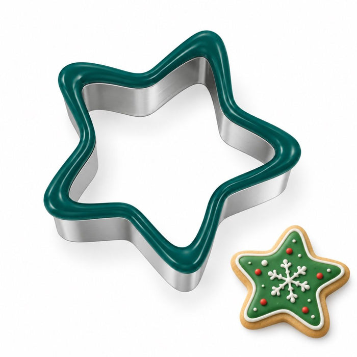 Mini Five-Point Star Cookie Cutter, 1 Inch Soft-Grip Metal Baking Cutter with PVC Comfort Edge