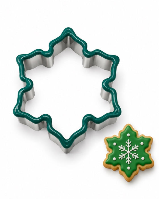 Mini Snowflake Cookie Cutter, 2 Inch Soft-Grip Metal Baking Cutter with PVC Comfort Edge