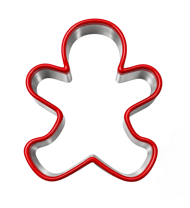 Gingerbread Man Cookie Cutter, 3.6 Inch Soft-Grip Metal Baking Cutter with PVC Comfort Edge