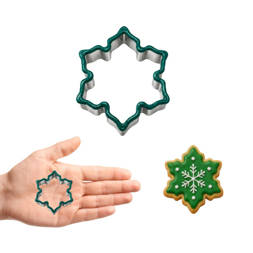 Mini Snowflake Cookie Cutter, 2 Inch Soft-Grip Metal Baking Cutter with PVC Comfort Edge