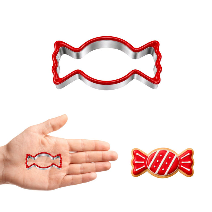 Mini Candy Cookie Cutter, 1.5 Inch Soft-Grip Metal Baking Cutter with PVC Comfort Edge
