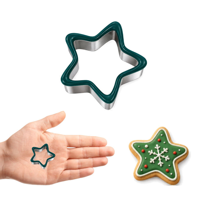 Mini Five-Point Star Cookie Cutter, 1 Inch Soft-Grip Metal Baking Cutter with PVC Comfort Edge
