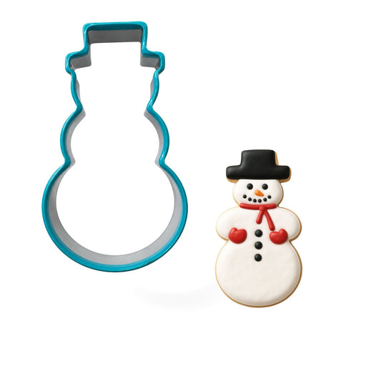 Snowman with Hat Soft-Grip Edge Cookie Cutter 4 Inch Green