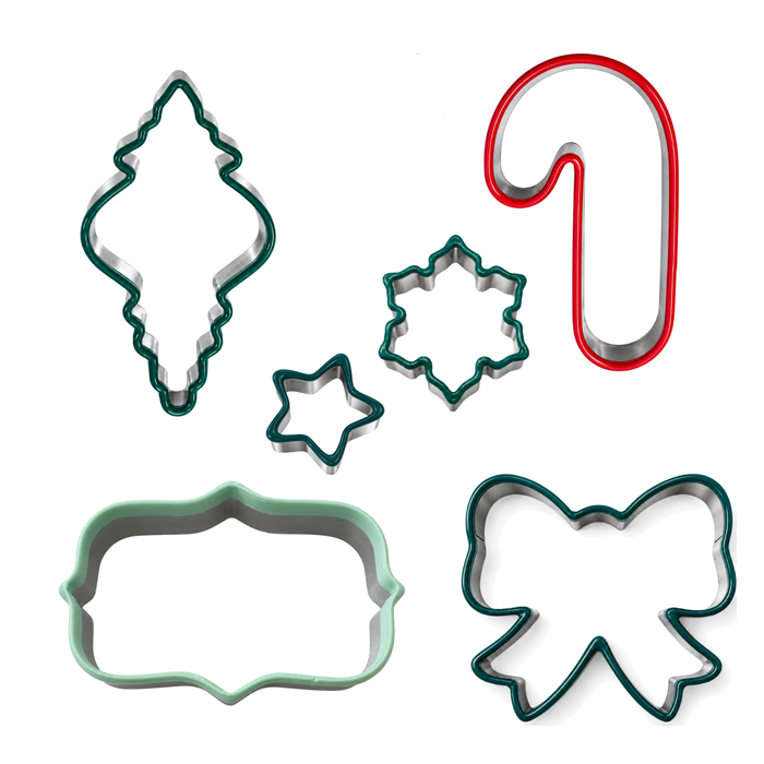 6-Piece Christmas Cookie Cutter Set – Soft-Grip Metal Holiday Collection