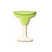 Cookie shaped like a margarita glass with green filling on a white background