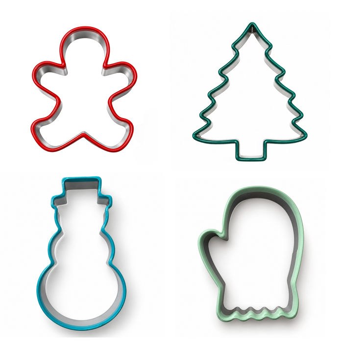 4-Piece Christmas Cookie Cutter Set – Soft-Grip Metal Holiday Collection
