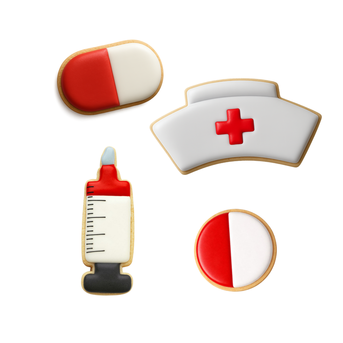 Nurses Call The Shots Cookie Cutter 4 Pc Set - 4 Pieces - Foose Cookie Cutters - US Tin Plated Steel HS0420