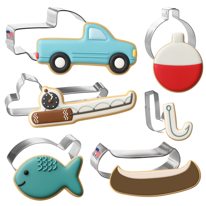 Live to Fish Cookie Cutter 6 Pc Set - Foose Cookie Cutters - US Tin Plated Steel HS0424