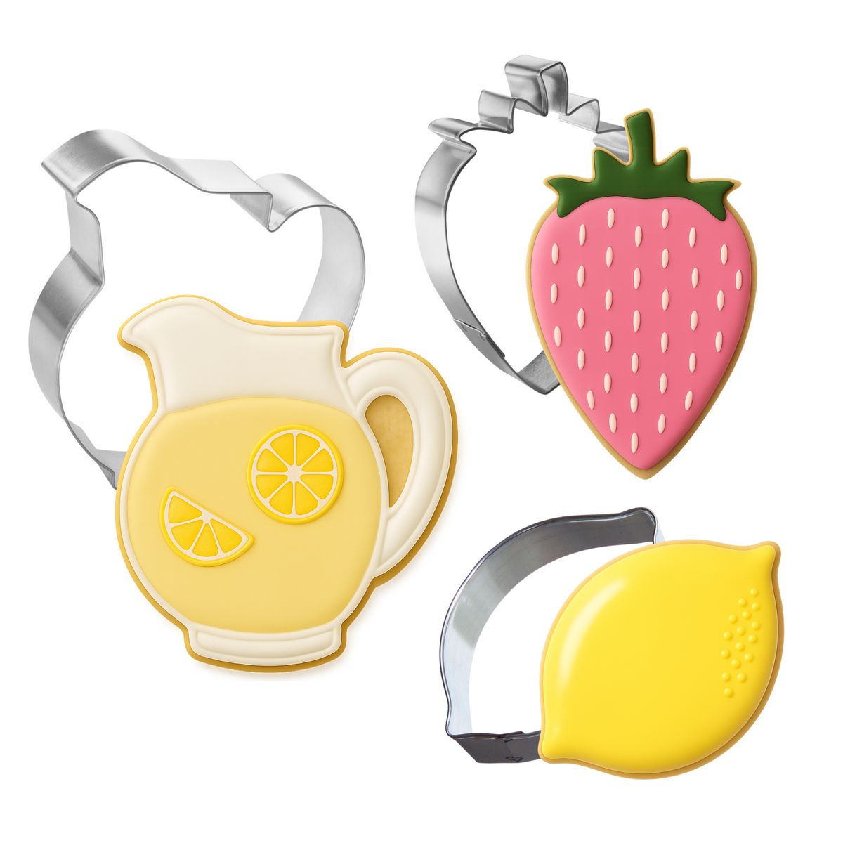 Strawberry Lemon Pitcher Cookie Cutter – 3 Pc Summer Picnic Set ...