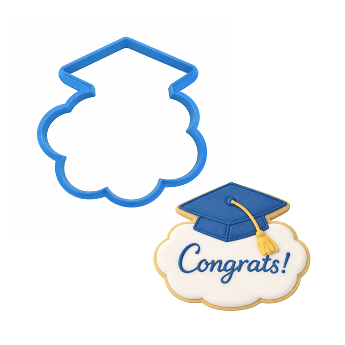Graduation Cap Plaque Cookie Cutter 4 in PC0456
